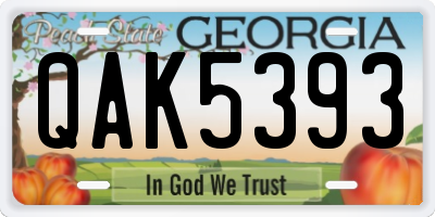 GA license plate QAK5393