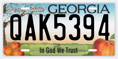 GA license plate QAK5394