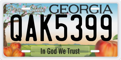 GA license plate QAK5399