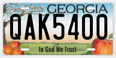GA license plate QAK5400