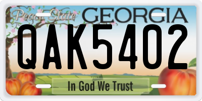 GA license plate QAK5402