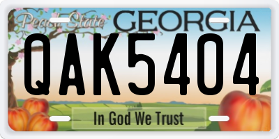 GA license plate QAK5404