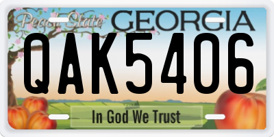 GA license plate QAK5406