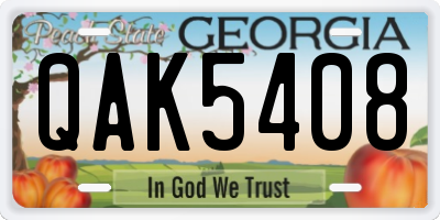 GA license plate QAK5408