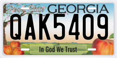 GA license plate QAK5409