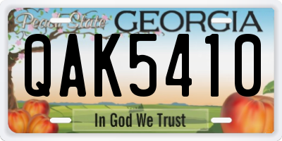 GA license plate QAK5410