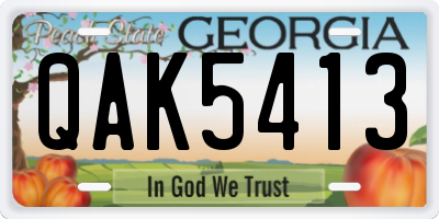 GA license plate QAK5413