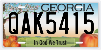 GA license plate QAK5415