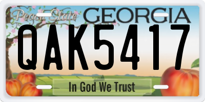 GA license plate QAK5417