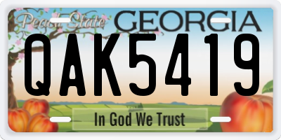 GA license plate QAK5419