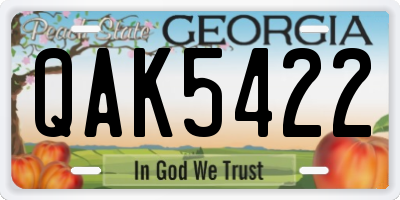 GA license plate QAK5422