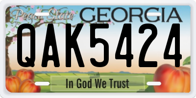 GA license plate QAK5424