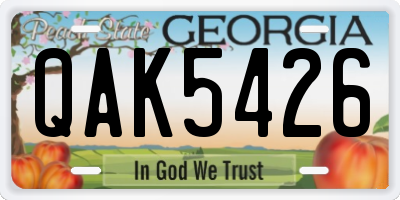 GA license plate QAK5426
