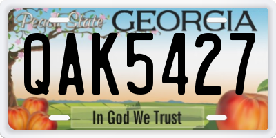 GA license plate QAK5427