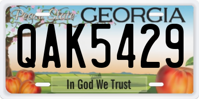 GA license plate QAK5429