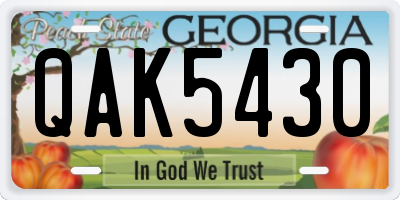 GA license plate QAK5430