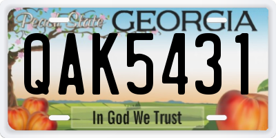GA license plate QAK5431