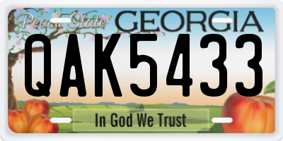 GA license plate QAK5433