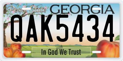 GA license plate QAK5434