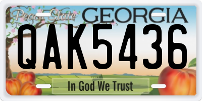 GA license plate QAK5436