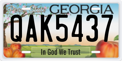 GA license plate QAK5437