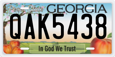 GA license plate QAK5438