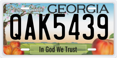 GA license plate QAK5439