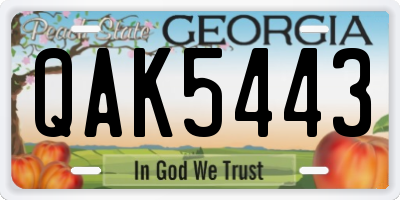 GA license plate QAK5443