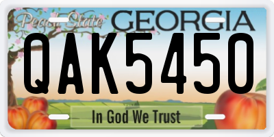 GA license plate QAK5450