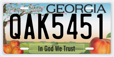 GA license plate QAK5451