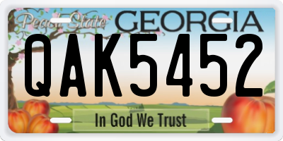 GA license plate QAK5452