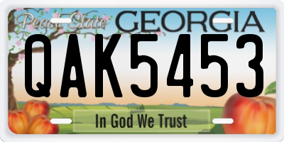 GA license plate QAK5453