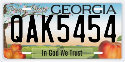 GA license plate QAK5454