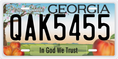 GA license plate QAK5455