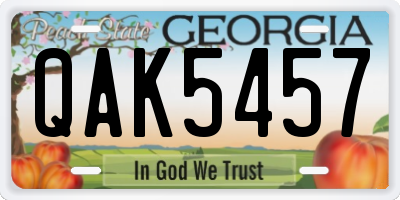 GA license plate QAK5457