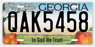 GA license plate QAK5458
