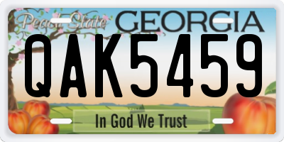 GA license plate QAK5459