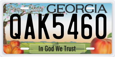 GA license plate QAK5460