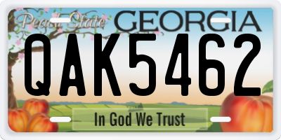 GA license plate QAK5462