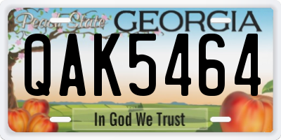 GA license plate QAK5464