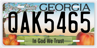 GA license plate QAK5465