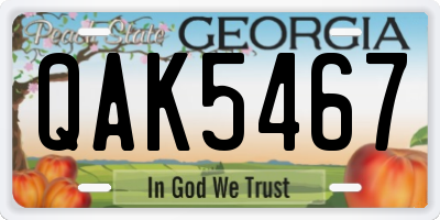 GA license plate QAK5467