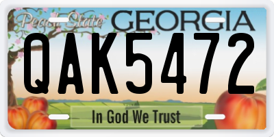 GA license plate QAK5472