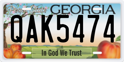 GA license plate QAK5474
