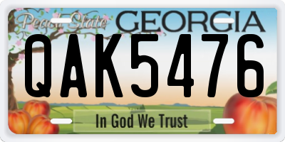 GA license plate QAK5476