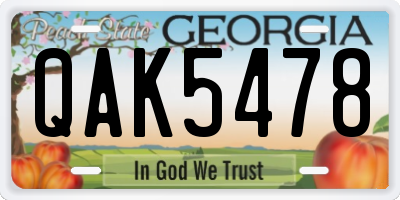 GA license plate QAK5478