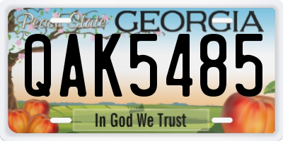 GA license plate QAK5485