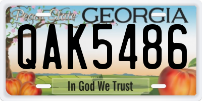 GA license plate QAK5486