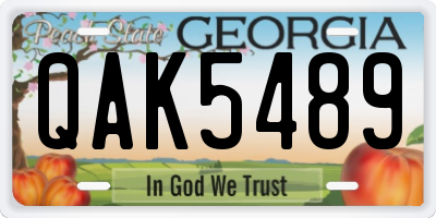 GA license plate QAK5489