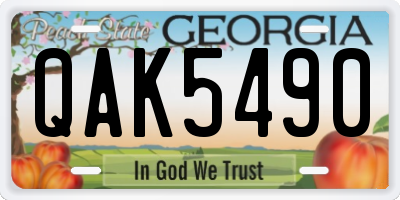 GA license plate QAK5490